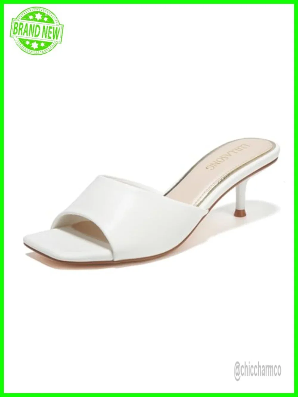 Women's Kitten Heels Sandals Low Heels Slip On Slides 2 Inch Square Open Toe